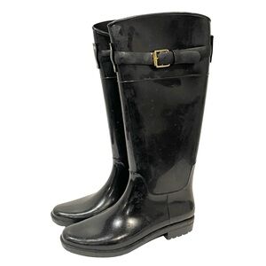 Ralph‎ Lauren Rossalyn II Black Rubber Knee High Rain Boots Size 8